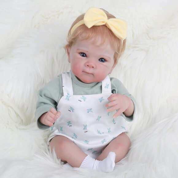 🆕18-Inch Realistic Baby with Blonde Hair and Weighted Cloth Body Toddler Girls - Picture 9 of 13